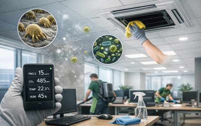 ¿Cómo influye la limpieza en la calidad del aire interior de una oficina?